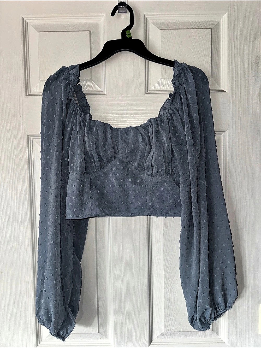 SHEIN Long Sleeve Crop Top in Blue Size Medium Like New